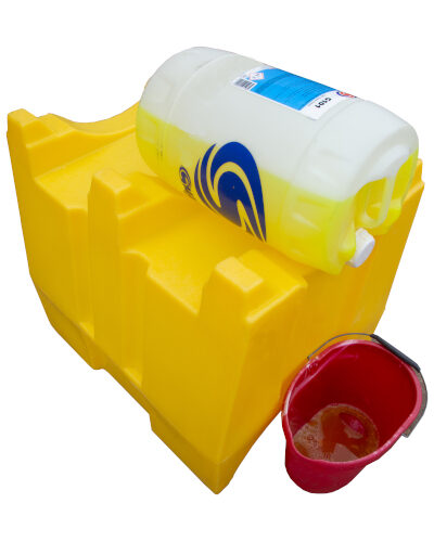 Dispensador horizontal reversible · bidones · trasvase seguro